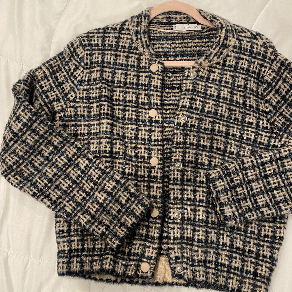 Mango Tweed Bomber Jacket